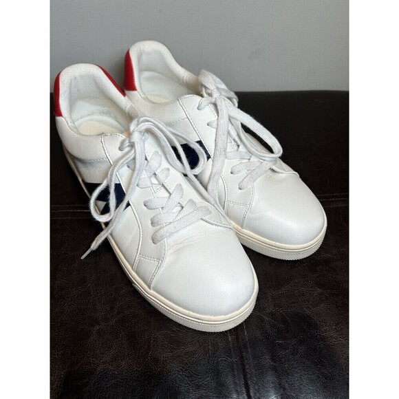 MIA Shoes - MIA Women's White Low-Top Sneakers Red Navy Accents Lace-Up Women’s 8.5